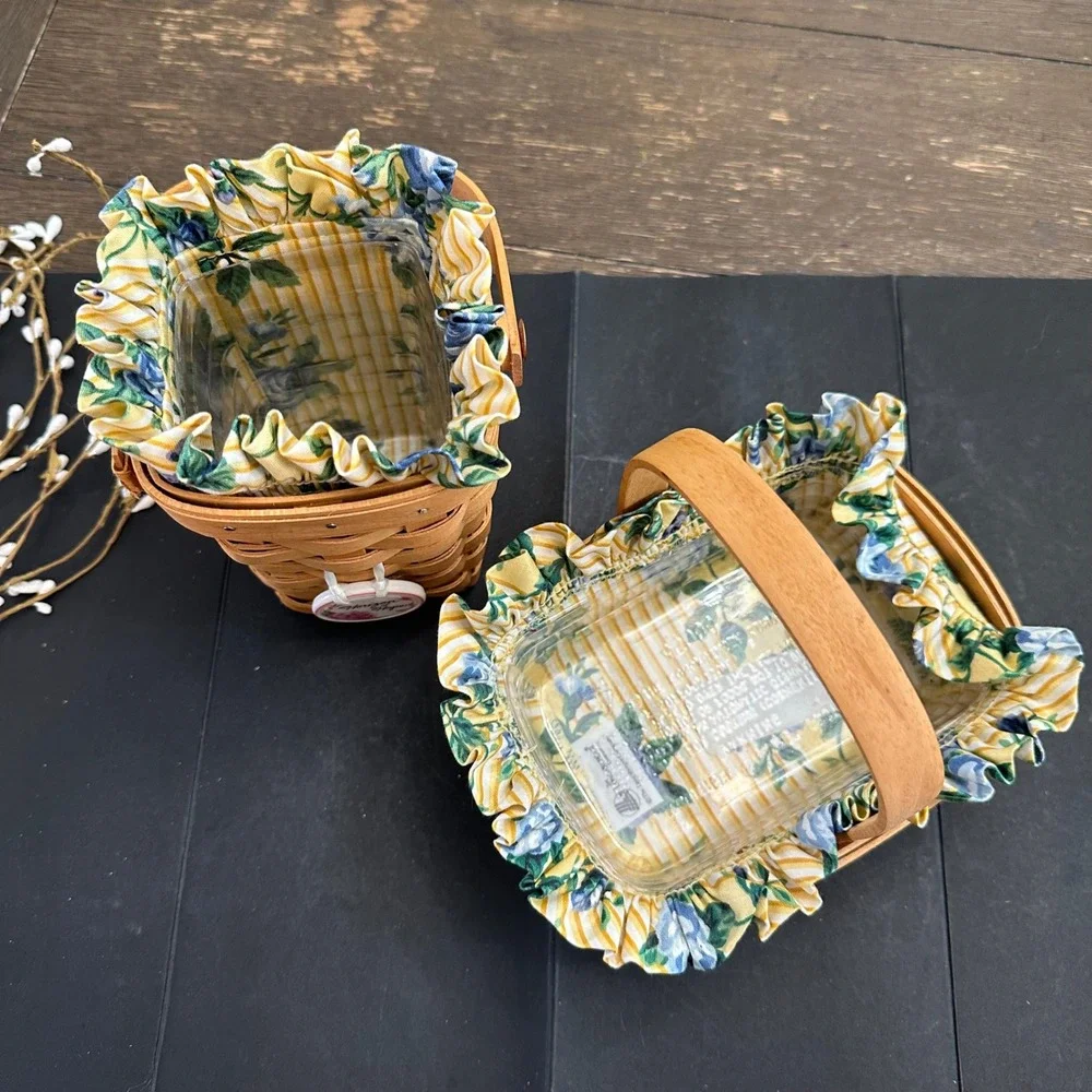 Longaberger‎ Horizons of Hope 2 Piece Yellow Floral Small Baskets Vintage '90s